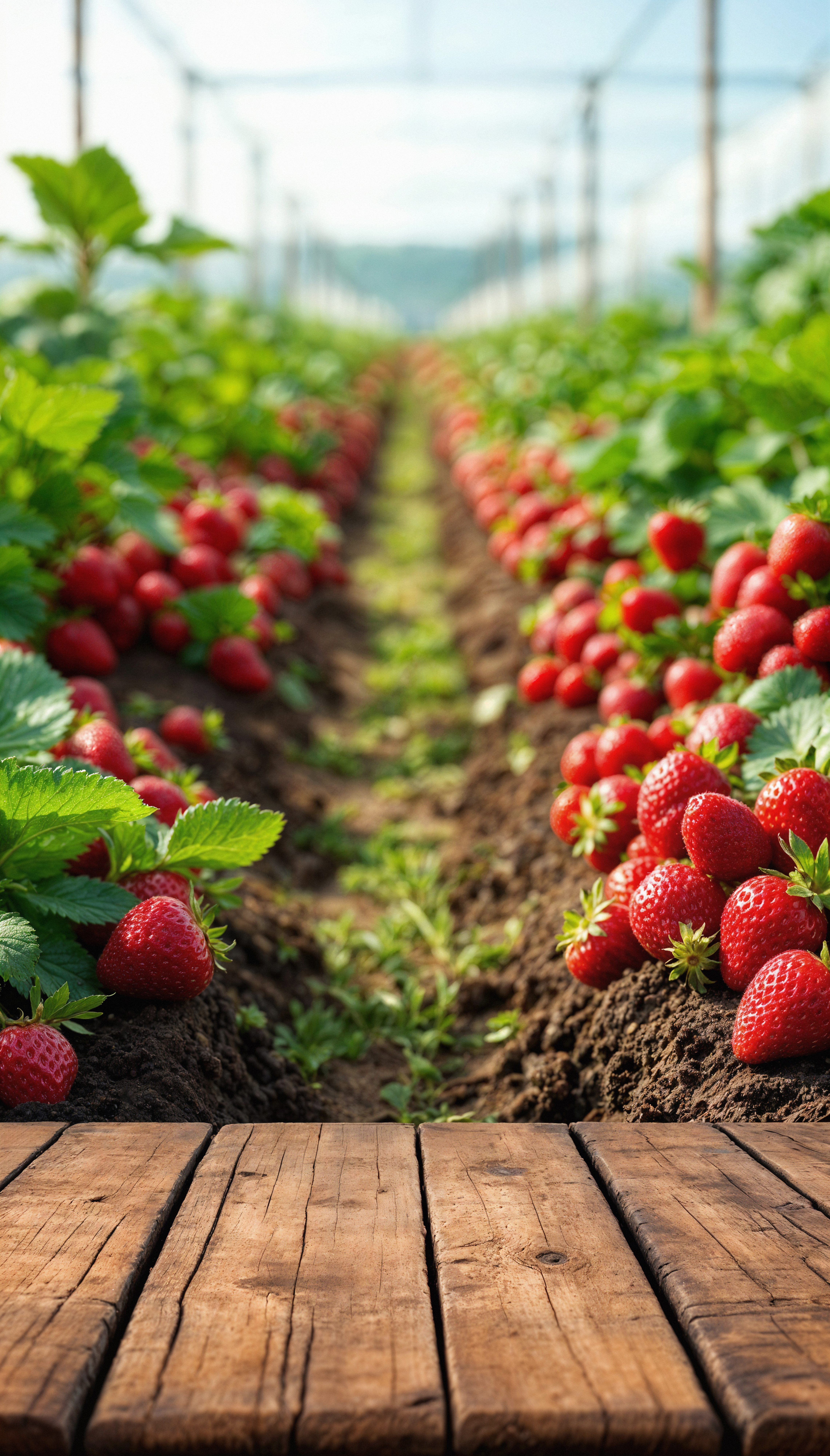 strawberry farm with ripe red berries ready harvest